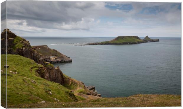 Worms Head on the Gower peninsula Canvas Print by Leighton Collins
