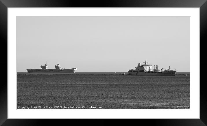 HMS Queen Elizabeth and RFA Tideforce Framed Mounted Print by Chris Day