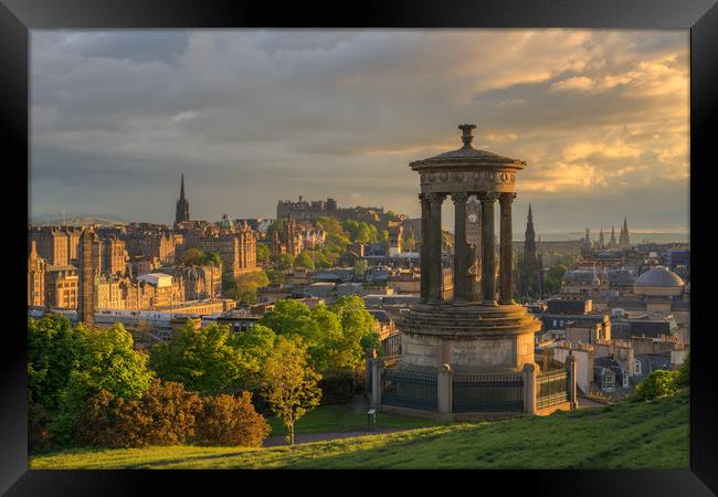 Edinburgh at Sunset from Calton Hill Framed Print by Miles Gray