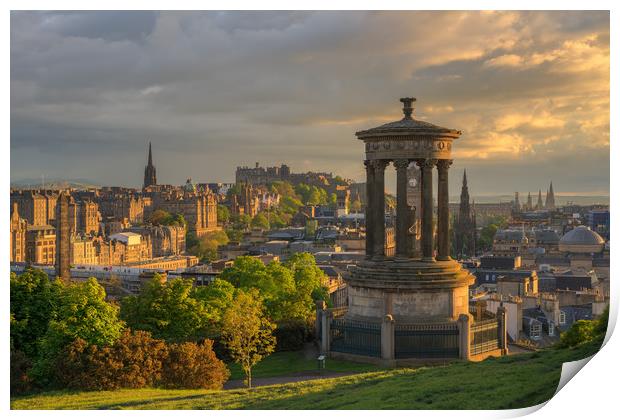 Edinburgh at Sunset from Calton Hill Print by Miles Gray