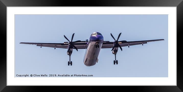 De Havilland Canada DHC-8-400 seen coming in to Ca Framed Mounted Print by Clive Wells