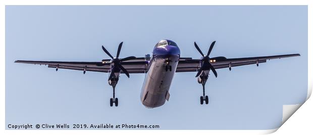 De Havilland Canada DHC-8-400 seen coming in to Ca Print by Clive Wells