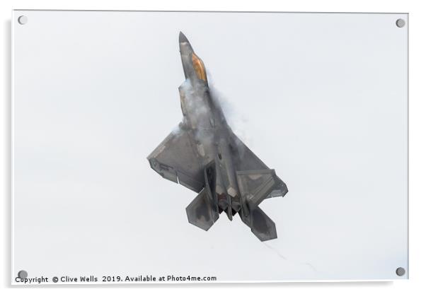 F-22 Raptor pulling up hard at RAF Fairford Acrylic by Clive Wells
