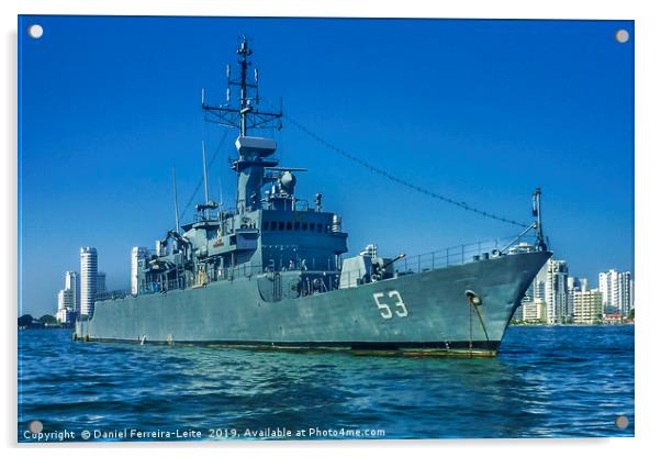 Army Ship in Caribbean Sea at Cartagena Acrylic by Daniel Ferreira-Leite