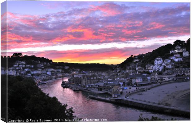 Vivid Sunset at Looe in South East Cornwall Canvas Print by Rosie Spooner