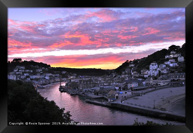 Vivid Sunset at Looe in South East Cornwall Framed Print by Rosie Spooner