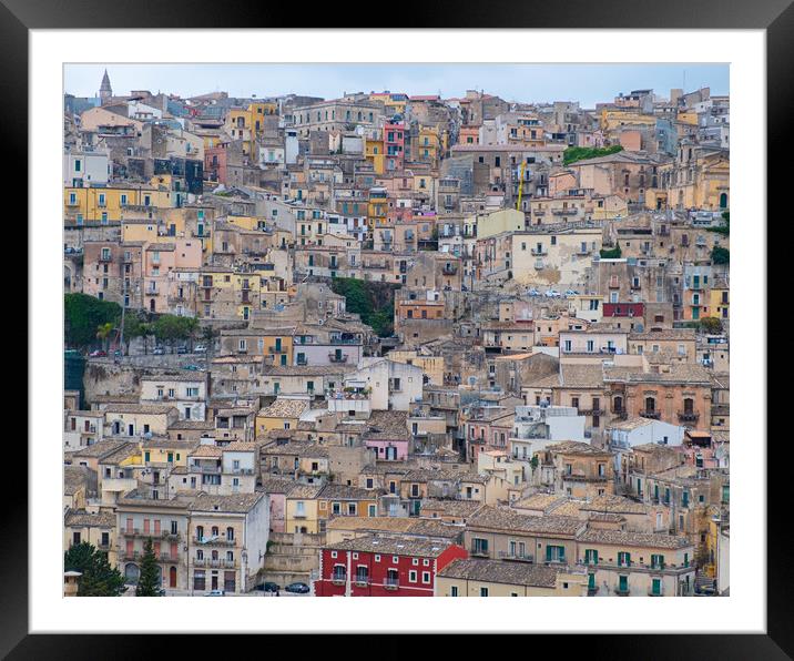 Many houses in Ragusa Framed Mounted Print by Rob Evans