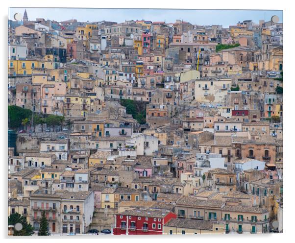 Many houses in Ragusa Acrylic by Rob Evans