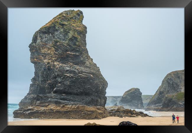 Awesome Bedruthan Steps Framed Print by Andrew Michael