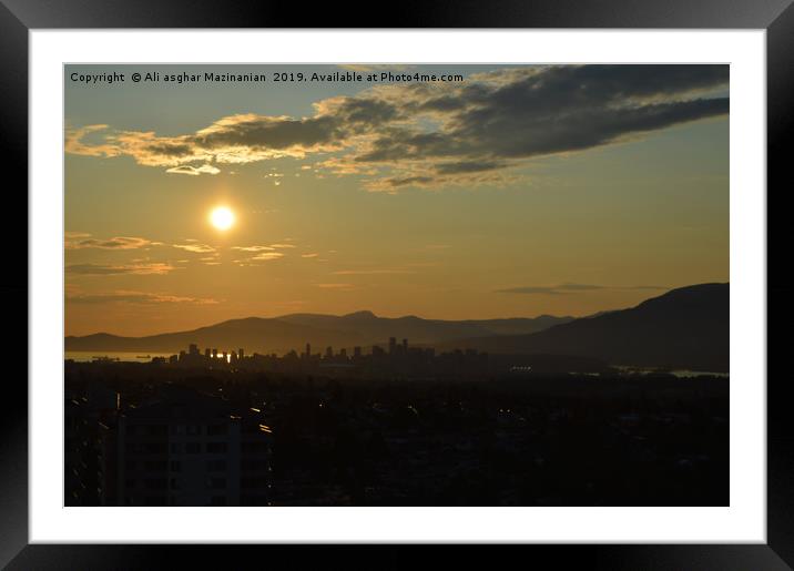 Sunset in Vancouver, Canada Framed Mounted Print by Ali asghar Mazinanian