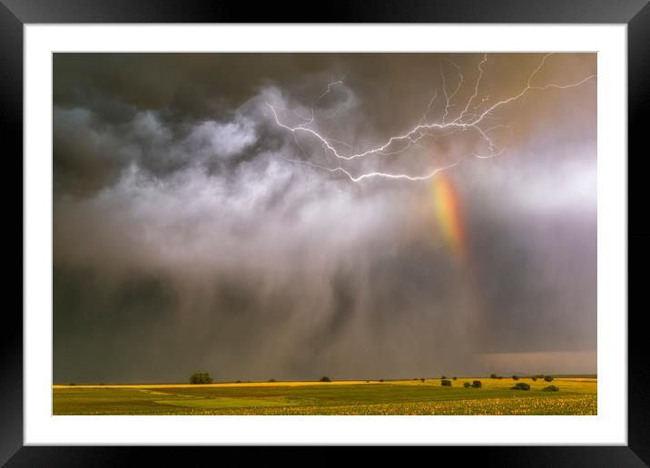 Lightning rainbow hail Framed Mounted Print by John Finney