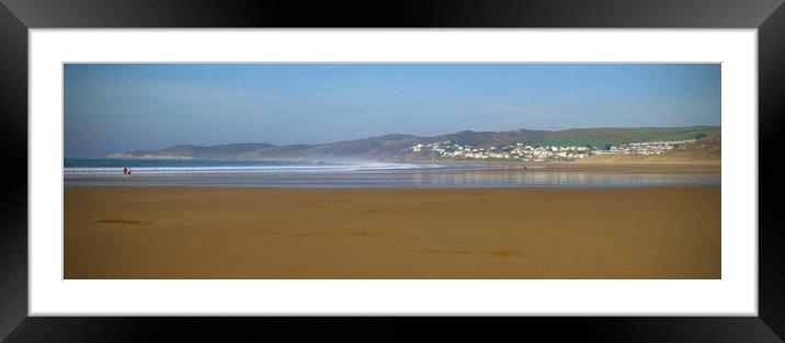 Woolacombe Beach Panoramic Framed Mounted Print by graham young