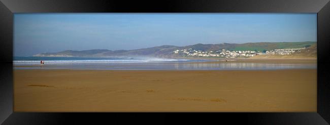 Woolacombe Beach Panoramic Framed Print by graham young