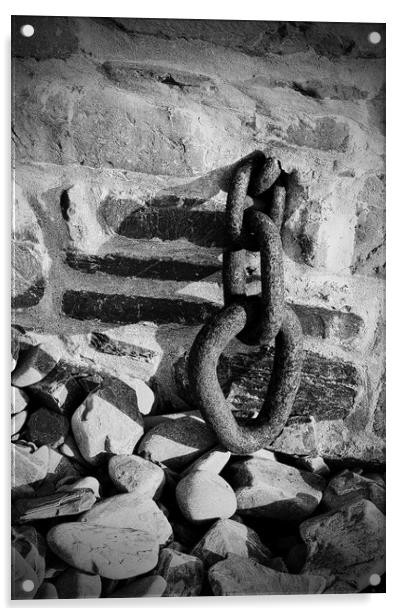 Rusty Old Mooring Chain in monochrome Acrylic by graham young