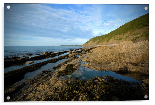 Rock Pools at Bucks Mills  Acrylic by graham young