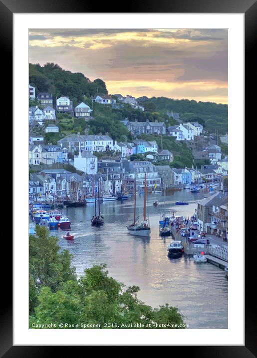 Sunset on The River Looe as Luggers arrive Framed Mounted Print by Rosie Spooner