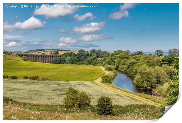 The River Aln and Alnmouth Railway Viaduct Print by Richard Laidler