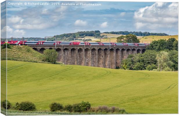 LNER Train Crossing Alnmouth Viaduct Canvas Print by Richard Laidler