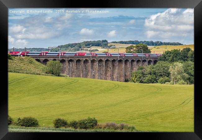 LNER Train Crossing Alnmouth Viaduct Framed Print by Richard Laidler