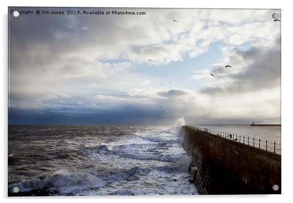 Rough Seas at Tynemouth Pier (3) Acrylic by Jim Jones