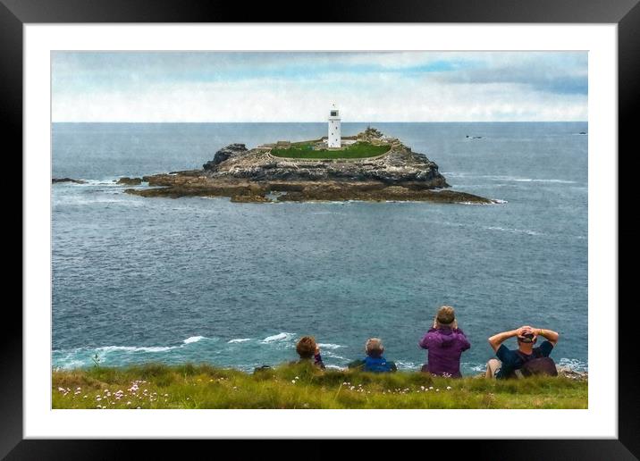 Views of Godrevy Lighthouse Framed Mounted Print by Andrew Michael