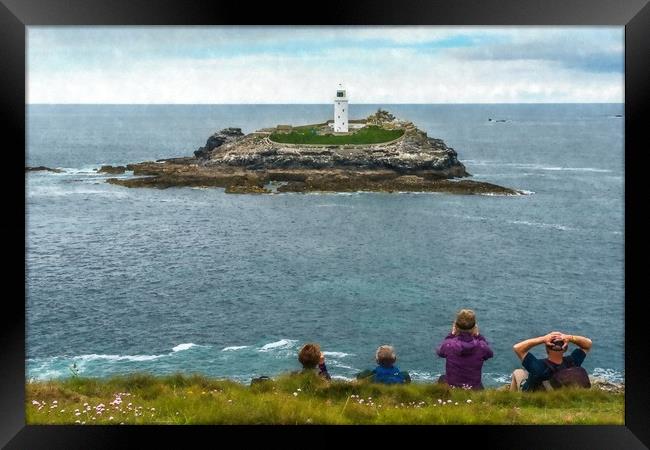 Views of Godrevy Lighthouse Framed Print by Andrew Michael