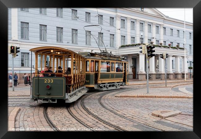 Helsinki Classic Tram Framed Print by Rob Hawkins