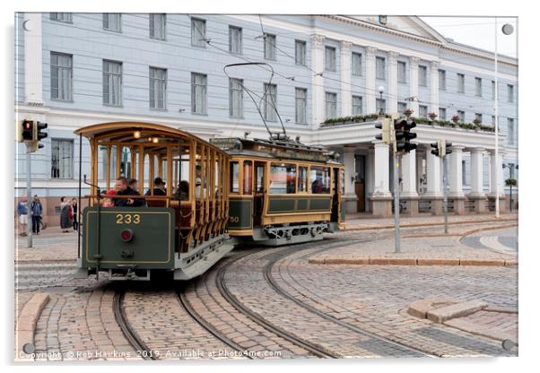 Helsinki Classic Tram Acrylic by Rob Hawkins