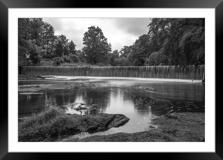 Guyzance Weir Framed Mounted Print by John Ellis