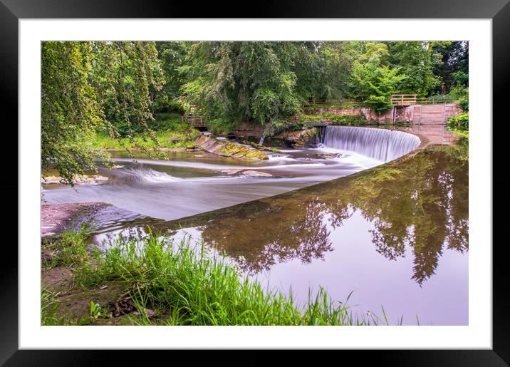 Guyzance Weir Framed Mounted Print by John Ellis