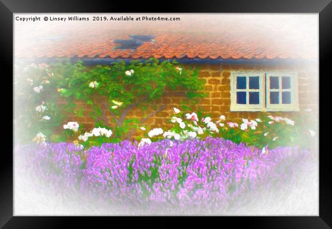 Lavender Cottage Framed Print by Linsey Williams