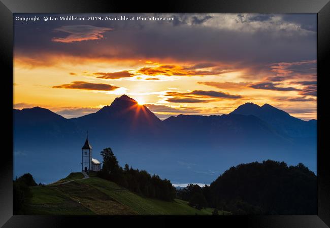 Sunrise over the Kamnik Alps Framed Print by Ian Middleton