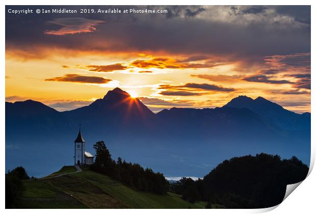 Sunrise over the Kamnik Alps Print by Ian Middleton