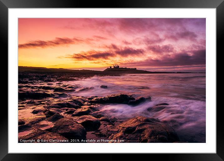 Last Light at Dunstanburgh Framed Mounted Print by Gary Clarricoates