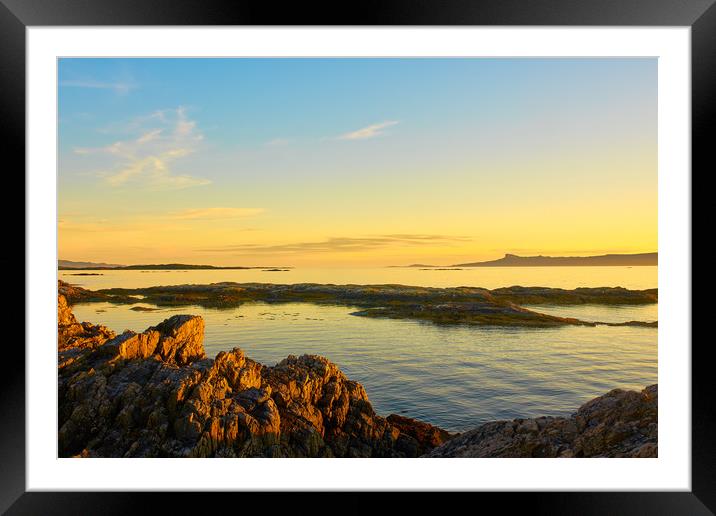 Evening sunlight, Eigg, Ardnamurchan, Sea, Sky Framed Mounted Print by Hugh McKean