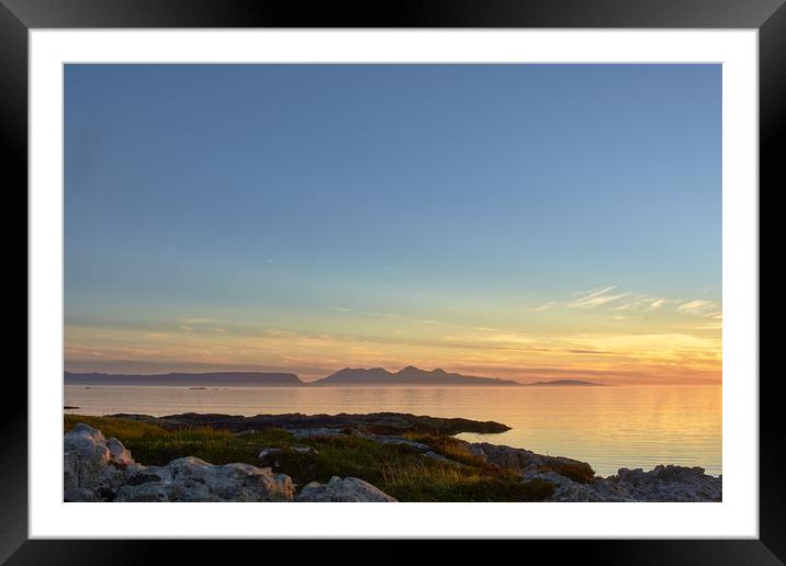 Sunset over the Islands of Eigg & Rum, Scotland Framed Mounted Print by Hugh McKean
