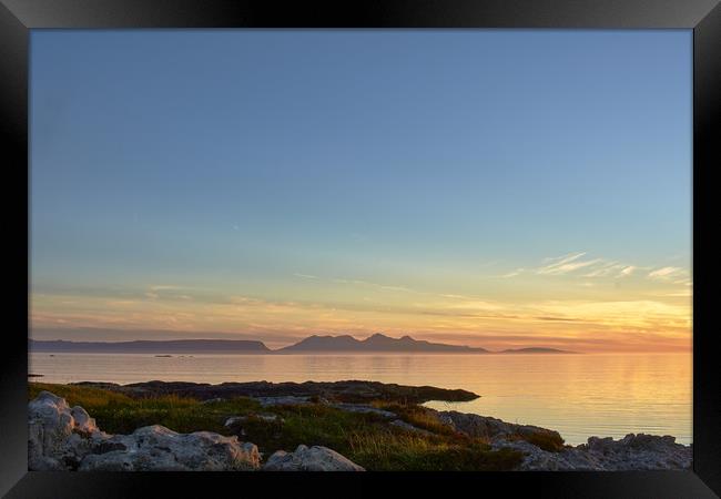 Sunset over the Islands of Eigg & Rum, Scotland Framed Print by Hugh McKean