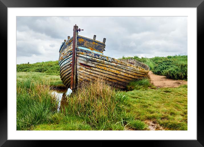 Landscape, Boat, Decaying, Blakeney,  Framed Mounted Print by Hugh McKean