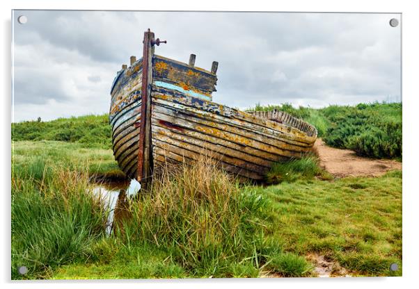 Landscape, Boat, Decaying, Blakeney,  Acrylic by Hugh McKean