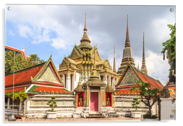 Stupas in Wat Pho, Bangkok, Thailand Acrylic by Kevin Hellon