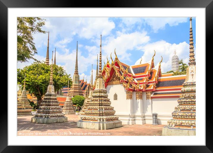 Stupas in Wat Pho Framed Mounted Print by Kevin Hellon