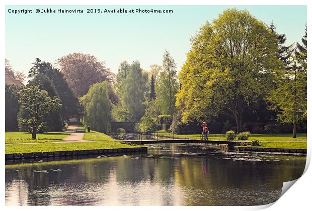 Family Walk At The Park Print by Jukka Heinovirta