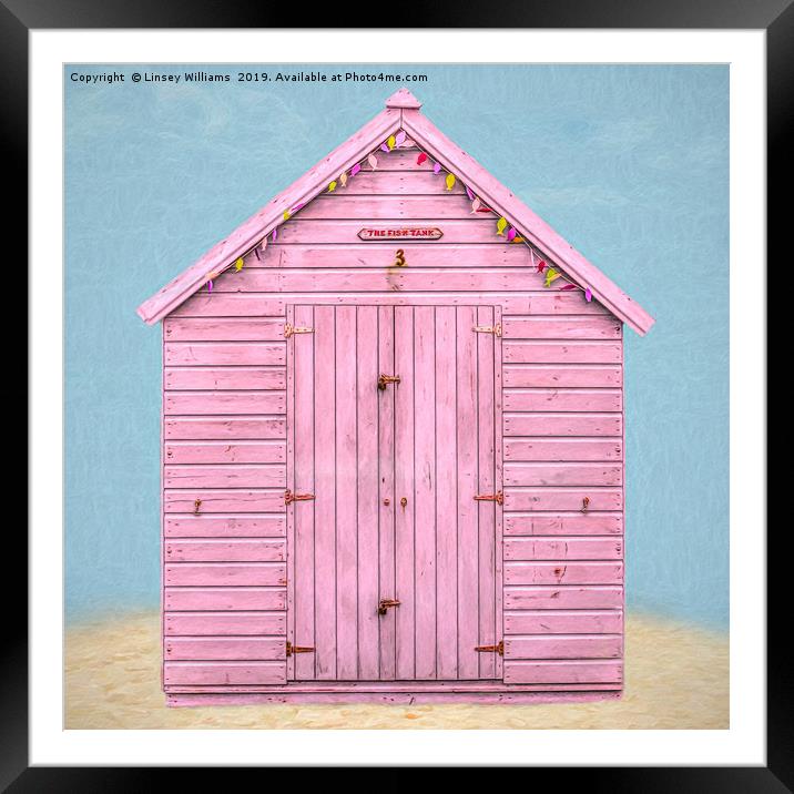 Beach Hut Framed Mounted Print by Linsey Williams