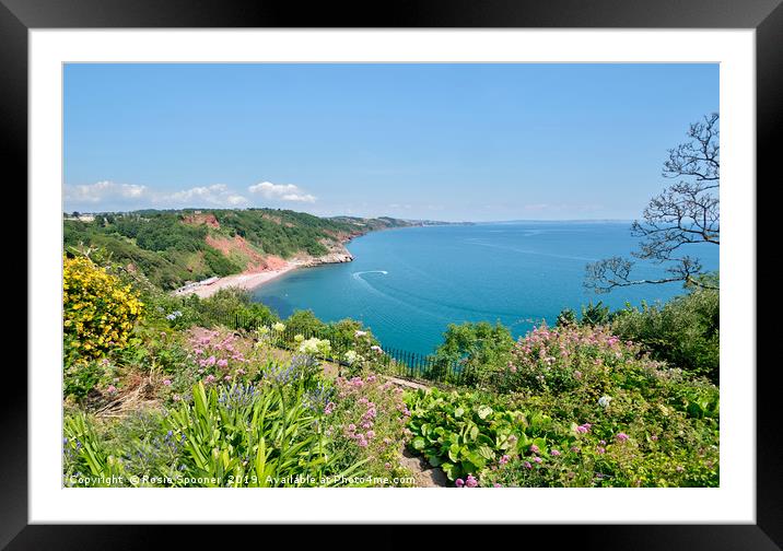 Oddicombe Beach view from Babbacombe Downs Torquay Framed Mounted Print by Rosie Spooner