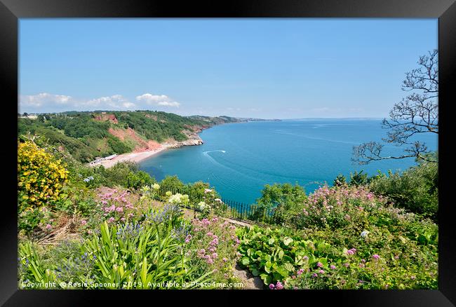 Oddicombe Beach view from Babbacombe Downs Torquay Framed Print by Rosie Spooner