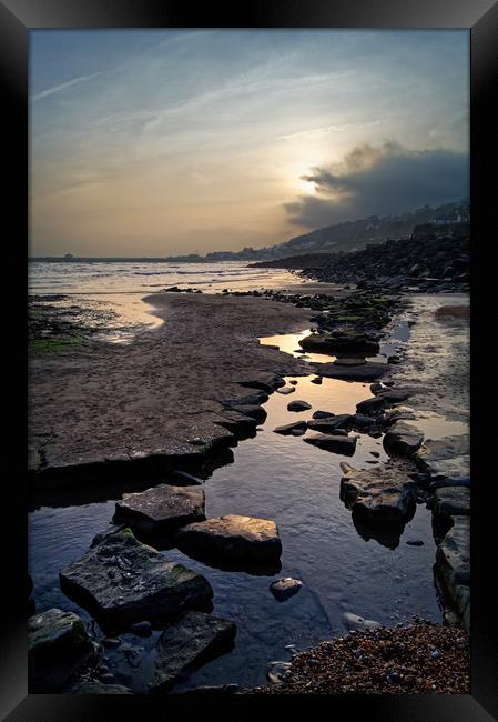 Church Beach Sunset, Lyme Regis                    Framed Print by Darren Galpin
