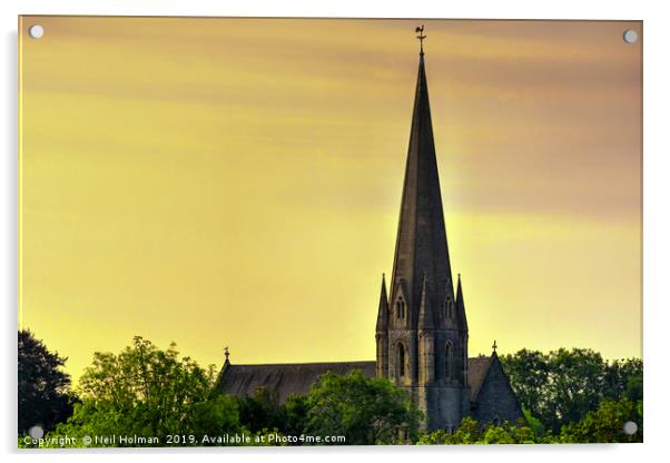 Nolton Church, Bridgend Acrylic by Neil Holman