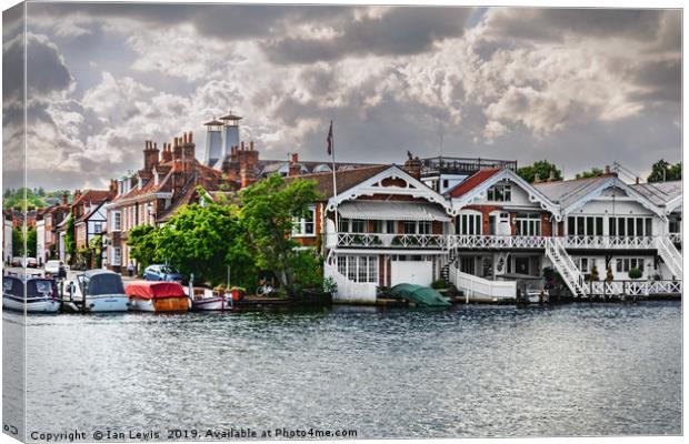 Boathouses At Henley on Thames Canvas Print by Ian Lewis