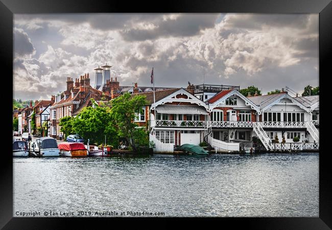 Boathouses At Henley on Thames Framed Print by Ian Lewis