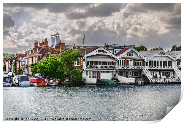 Boathouses At Henley on Thames Print by Ian Lewis